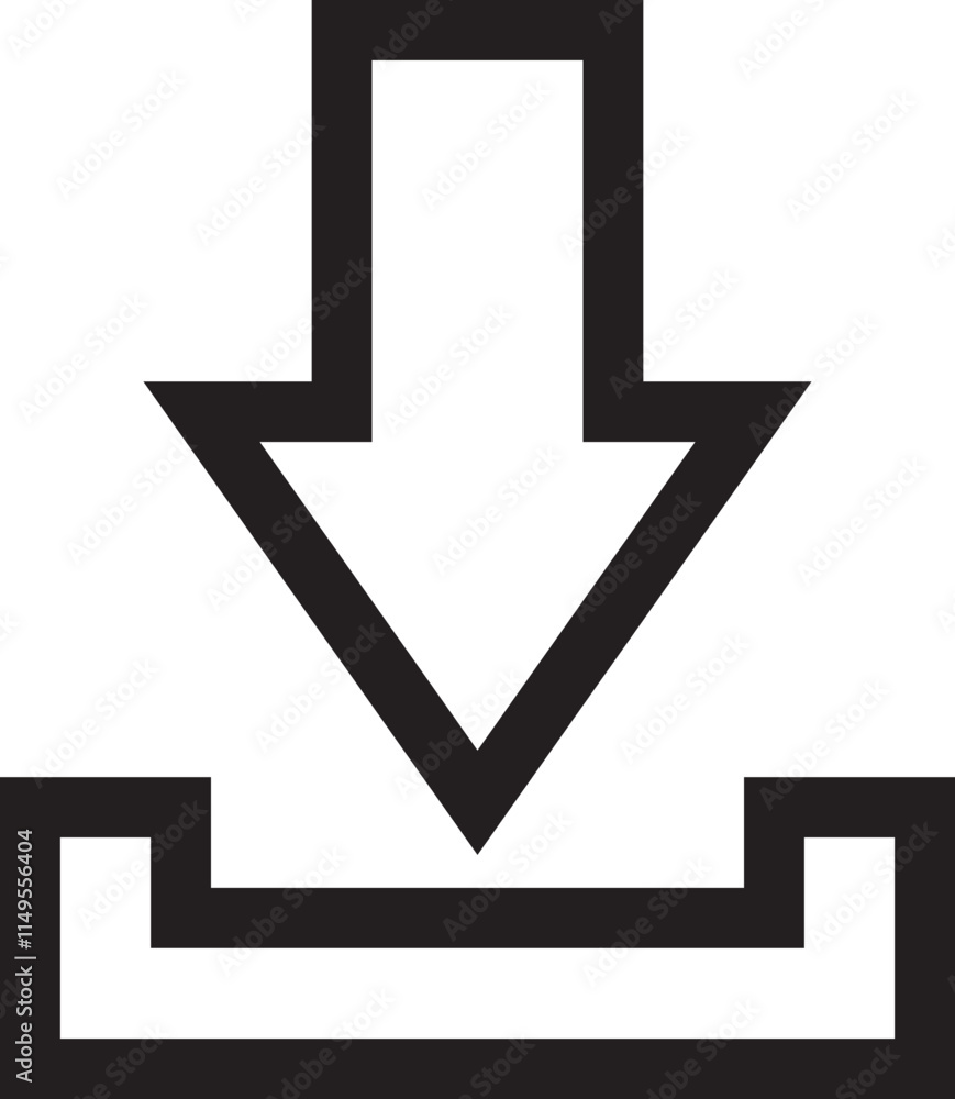 Poster download icon in outline style. install symbol. upload button. load symbol. software download arrow.
