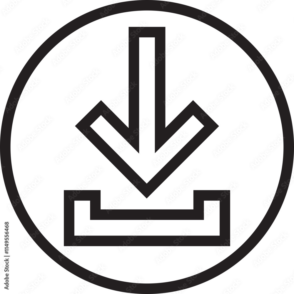 Poster download icon in outline style. install symbol. upload button. load symbol. software download arrow.