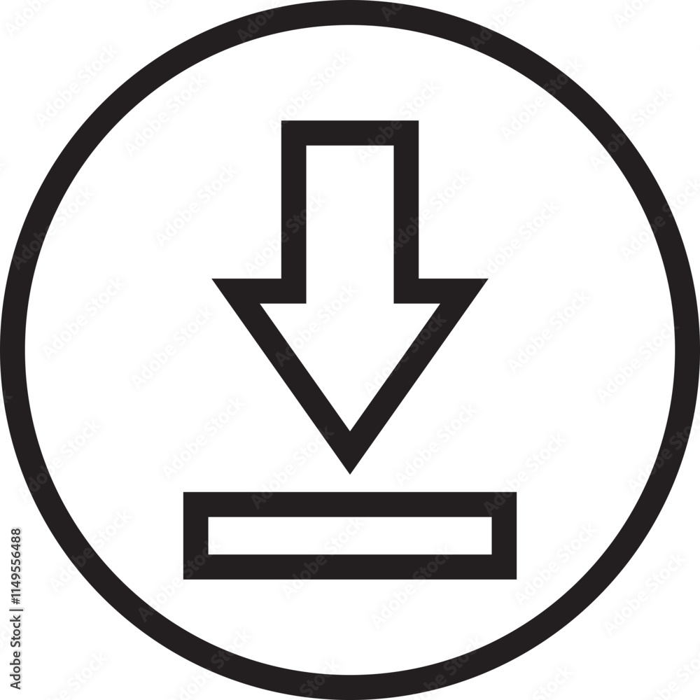 Poster download icon in outline style. install symbol. upload button. load symbol. software download arrow.