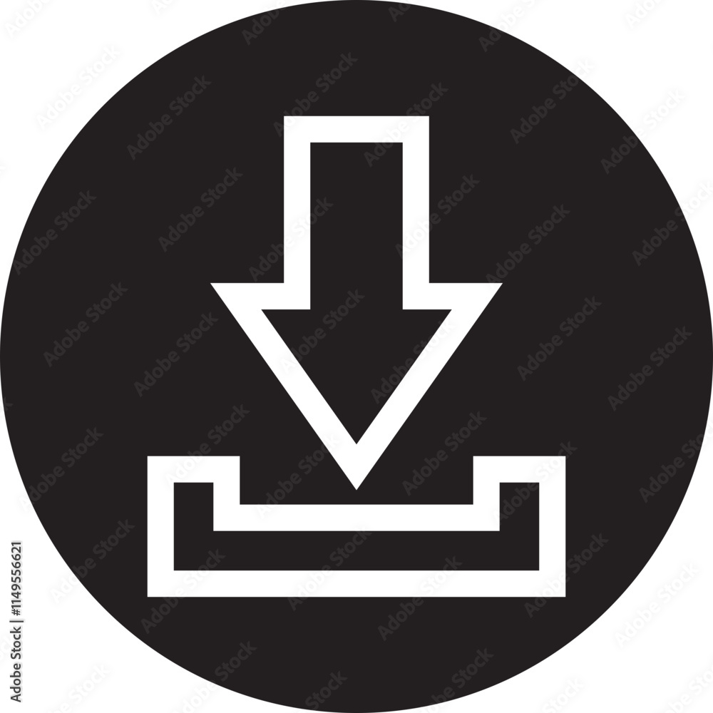 Poster download icon in outline style. install symbol. upload button. load symbol. software download arrow.