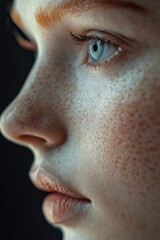 Naklejka premium Woman's face with freckles