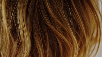 Naklejka premium Close Up of Wavy Light Brown Hair Texture Background