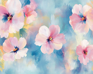 Abstract oil painting flowers wallpaper, art oil painting background
