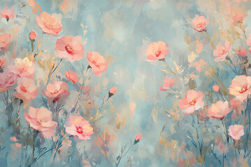 Abstract oil painting flowers wallpaper, art oil painting background