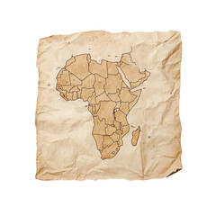 Vintage africa map illustration transparent background artistic graphics rustic environment detailed view