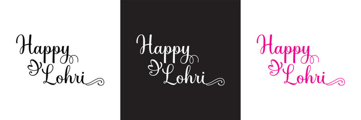 Happy Lohri Celebration Poster with text.  Vector illustration. isolated on white and black background. EPS 10
