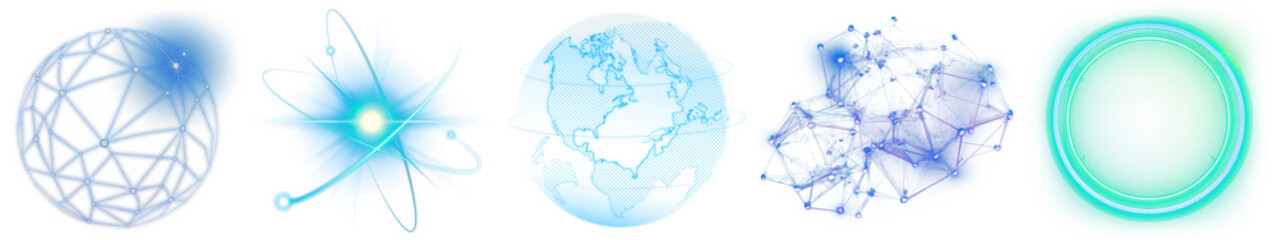 Obraz premium Digital technology light effect png cut out element set, transparent background