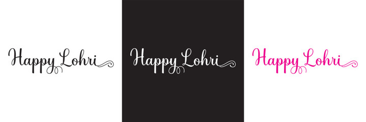 Happy Lohri Celebration Poster with text.  Vector illustration. isolated on white and black background. EPS 10
