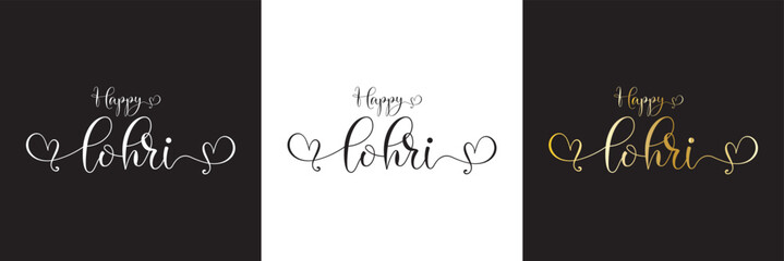 Happy Lohri Celebration Poster with text.  Vector illustration. isolated on white and black background. EPS 10
