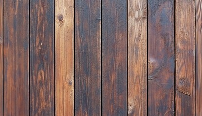 Obraz premium Dark Brown Wooden Planks Background Texture Rustic Vertical Wood Paneling