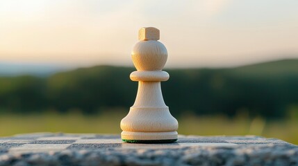 Elegant White Chess Piece Against a Serene Background