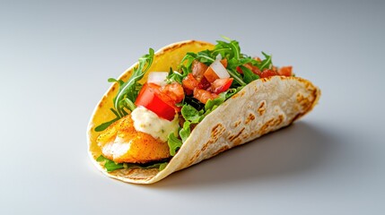 Fresh Fish Taco with Vegetables and Sauce