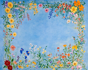Abstract oil painting flowers wallpaper, art oil painting background