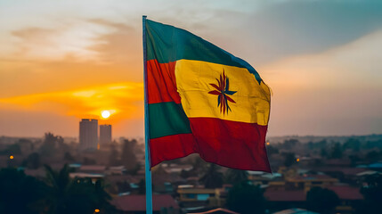 Sunset Flag Image: Cityscape at Dusk