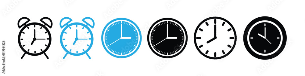 Poster set of clock icons. clock, time con set in circle shape.