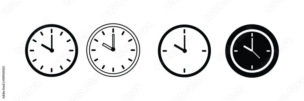 Poster set of clock icons. clock, time con set in circle shape.