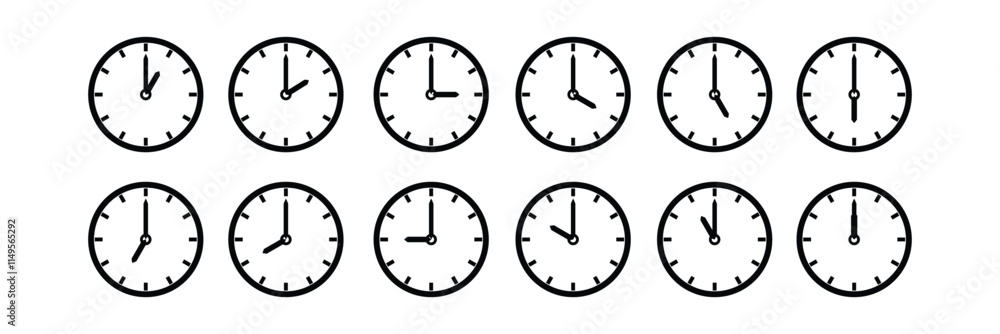 Poster time clock icon set. wall clock vector icon. schedule timer sign for ui designs.