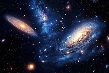 Fototapeta premium Cosmic black background with space-inspired elements like stars and galaxies, perfect for sci-fi or astronomy visuals