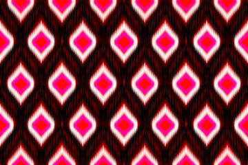 A vibrant geometric pattern featuring pink and white diamonds on a dark background, creating a striking visual effect.