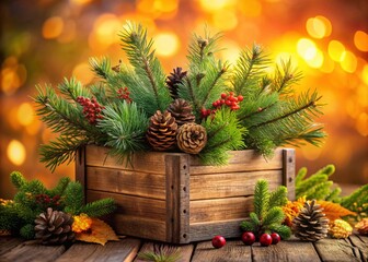 Rustic Evergreen Planter, Cozy Winter Decor, Pinecones, Seasonal Photography, Holiday Home Decor