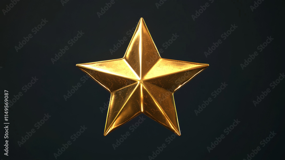 Poster 3d render star animation, turn around sequence frame. gold glossy star rotation for mobile game ui, 