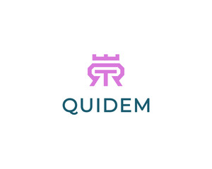 Double letters R and letter T logo. Premium monogram with crown symbol.  illustration.