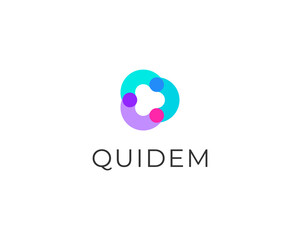 Abstract logo from abstract shapes and dots. Vortex spinner sign. Universal atom science symbol.  illustration.