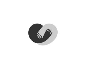 A heart from human hands  logo. Hug love care flat sign.