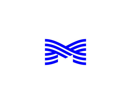 A letter M  striped logo. Creative monogram logotype symbol.