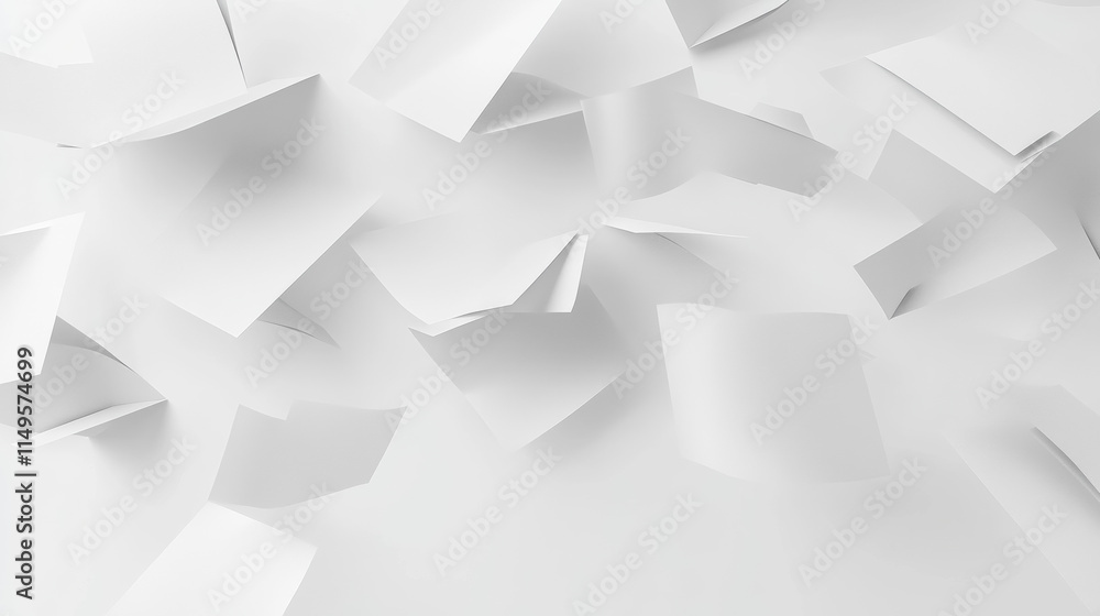 Poster flying paper sheet in different angles of view. realistic 3d vector illustration set of curve white 
