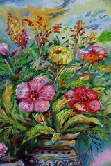 original oil painting color petal flower	