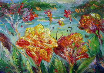 original oil painting color petal flower	