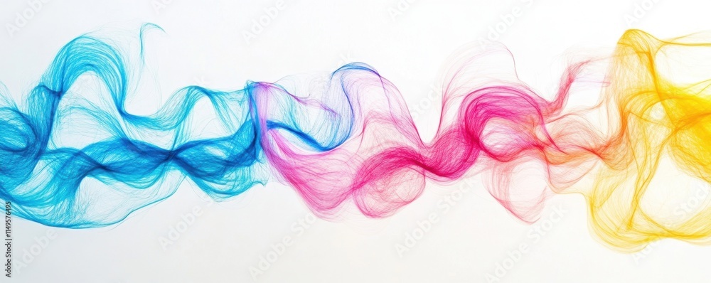 Poster a vibrant wave of colorful smoke swirls elegantly, creating an abstract and artistic display in shad