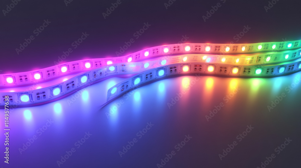 Aufkleber led strips with neon light effect isolated on transparent background. vector realistic set of colore