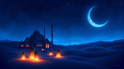 Fototapeta premium night landscape with moon