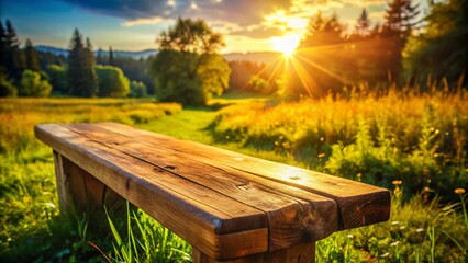 Naklejka premium Rustic Wooden Bench Top View: Natural Wood Table Surface Texture, Perfect for Product Displays