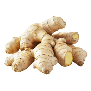 Fresh ginger root isolated on white background clipping path
