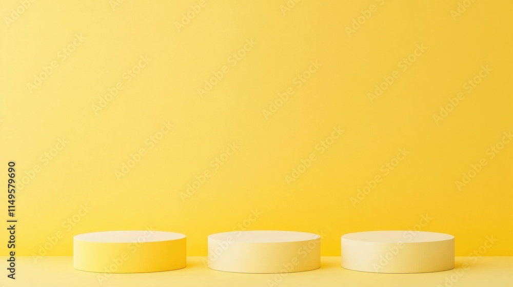 Aufkleber three circular objects in varying shades of yellow against a bright yellow background create a minim