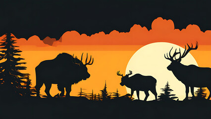 Animal silhouette png element set on transparent background