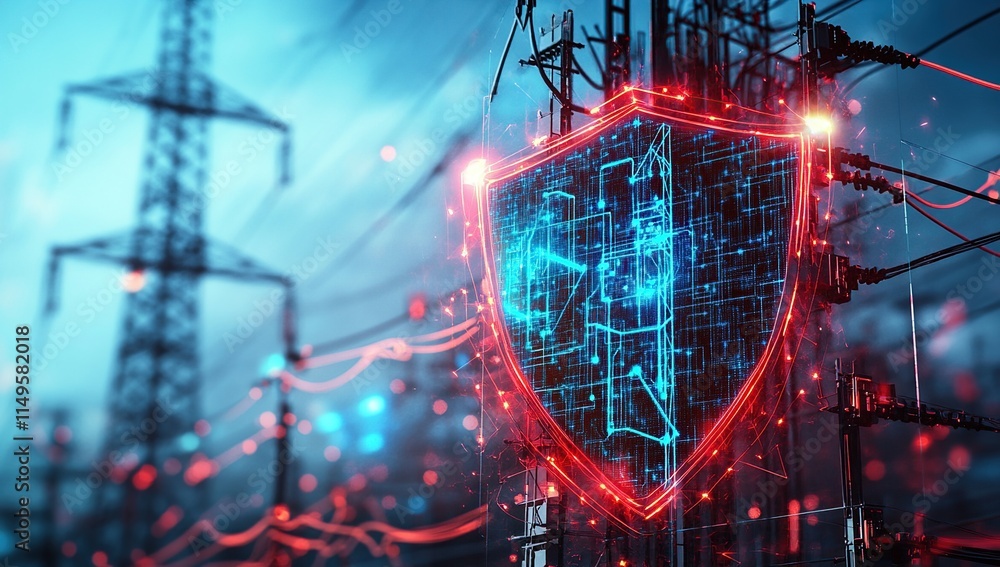 Aufkleber digital shield protects power grid infrastructure securely and reliably.