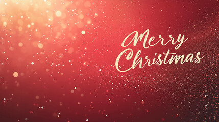 Elegant Merry Christmas Greeting Card with Glittering Text, Sparkling Snowflakes, and Festive Red Background – High-Resolution 4K Design for Holiday Joy and Professional Celebrations