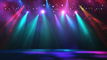 Colorful Stage Spotlights with Starry Background – Event Lighting