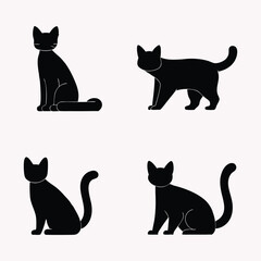Cat Silhouette Vector Illustration – High-Quality Animal Clipart