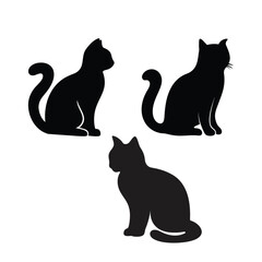 Cat Silhouette Vector Illustration – High-Quality Animal Clipart
