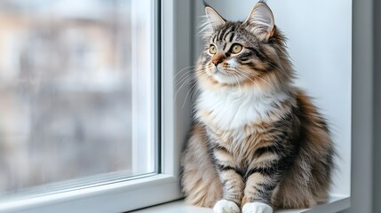 Cats on windowsills bask in soft sunlight, their fur glowing with warmth, as they watch the world go by outside.