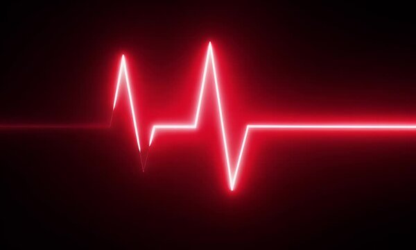 heartbeat pulse in glowing red, fading smoothly on a black background