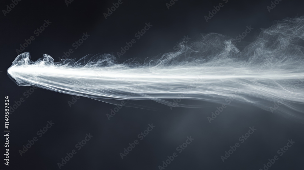 Poster plain smoke trail effect. jet vector white contrail line on transparent background. 3d airplane flig