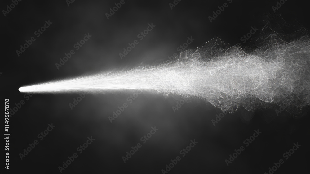 Poster plain smoke trail effect. jet vector white contrail line on transparent background. 3d airplane flig