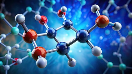 Molecule of an amide with a nucleophile attacking the carbonyl group