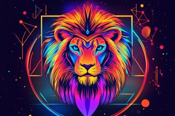 Dynamic leo zodiac sign featuring geometric background for astrology and design inspiration
